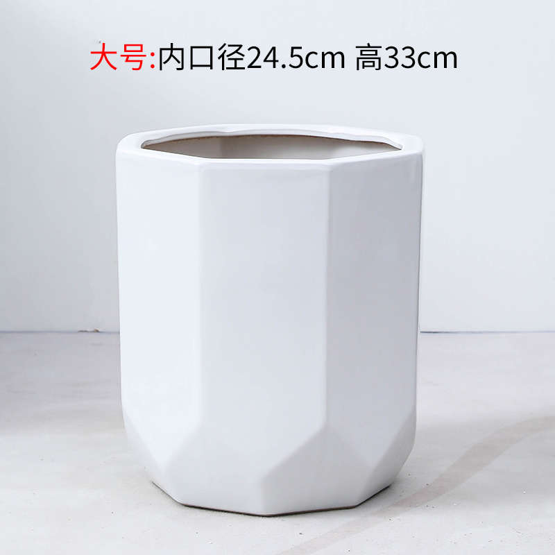 白色客厅简约落地大号树专用室内花盆家用木陶瓷龙血树千年发财