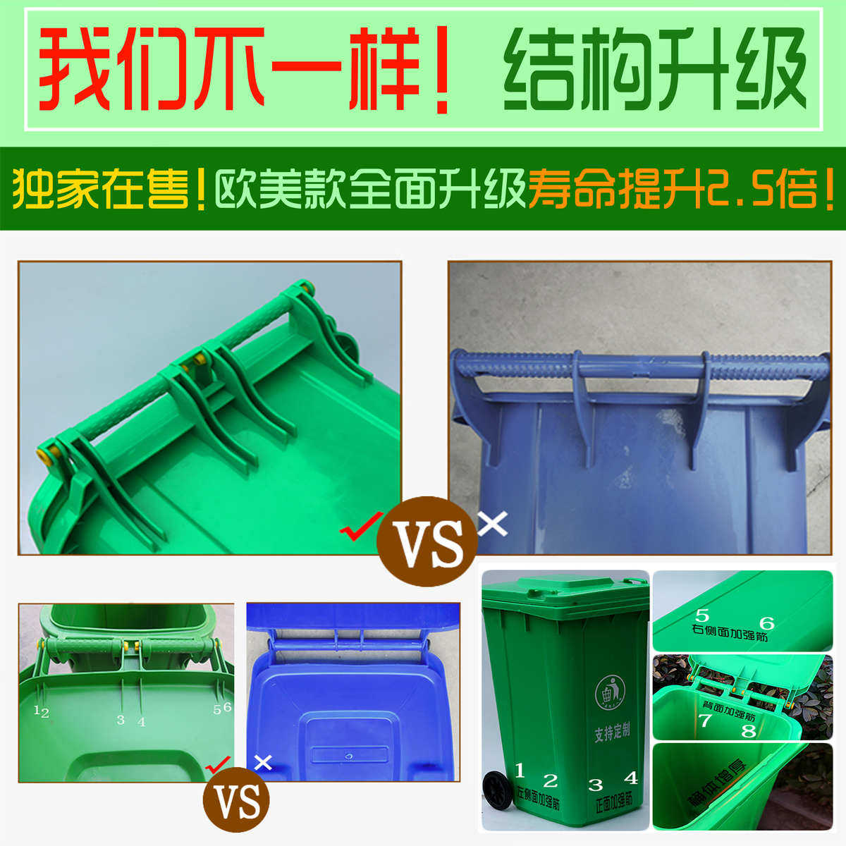 室外环卫垃圾桶大号户外物业小区塑料100户外大码垃圾桶240l120L,家庭/个人清洁工具,垃圾桶,淘宝优惠券,粉丝福利购,淘宝优惠卷