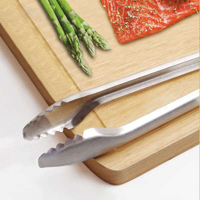 LINDO大号加厚加长不锈钢食品夹子烧烤夹面包食物牛排夹烧烤工具