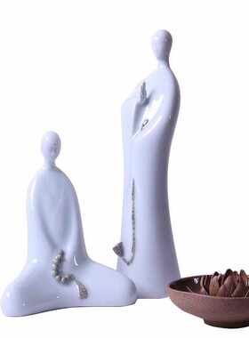 青瓷陶瓷佛像佛头禅意摆件家居装饰工艺品新中式白瓷如来东南亚