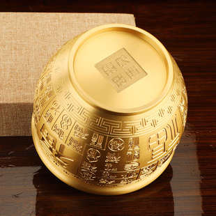 新款黄铜米缸百福铜缸黄铜招聚宝盆摆件客厅家居财纯大号铜存钱罐