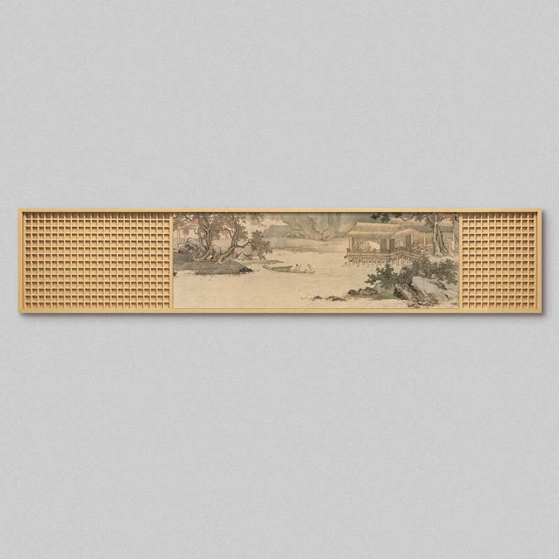 福背景装饰画墙平鹿沙发立体客厅新山水长条风景安图挂中式茶室图片