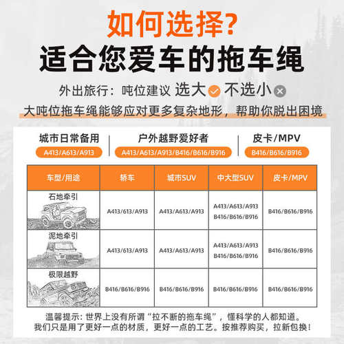 新款拖车绳越野专用汽车高强度牵引绳防绳冲断弹力拉车救援汽车绳