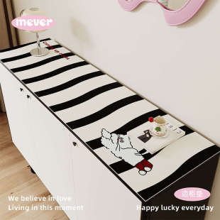 卡通条纹餐边柜垫电视柜垫玄关鞋 柜桌面保护垫子防水防油皮革免洗