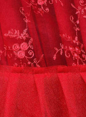 红色绣花门帘魔术贴农村结婚门帘家用魔术贴夏季窗帘隔断布艺卧室