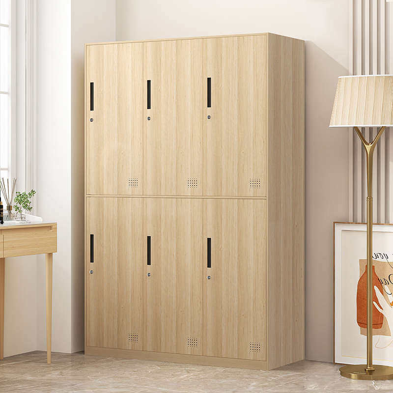 员工更衣柜宿舍储物柜健身房办公室换衣柜加宽木纹钢制铁皮柜带锁