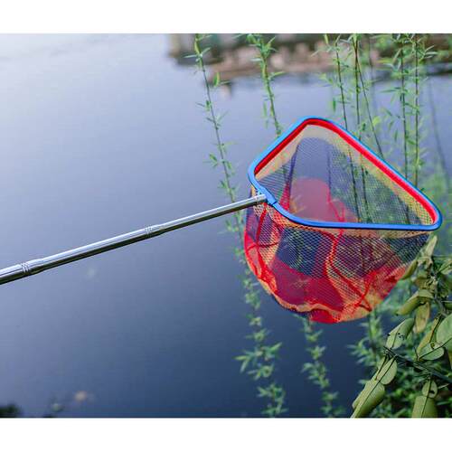 不锈钢平头伸缩捞鱼网大渔网三角兜捞网涂胶防挂超硬耐磨抄网包邮