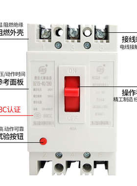 塑壳断路器DZ15-100/390 100A三相空气开关40A空开保护器2P3P