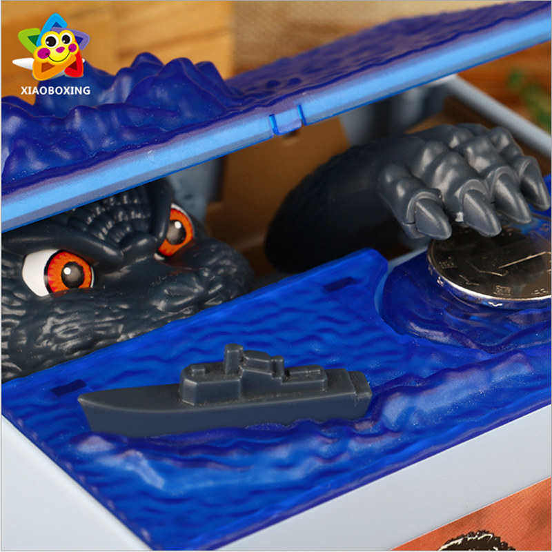 偷钱哥斯拉可爱恐龙存钱罐创意男孩带男生电动储蓄罐灯光音效个性