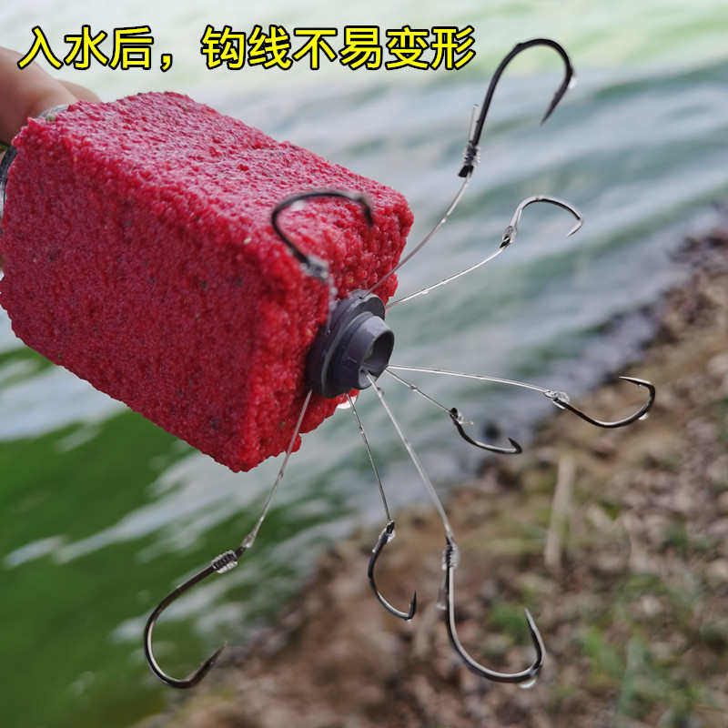 翻板钩鲢鳙硬线飞钩爆炸鱼钩绑好八爪盘钩翻版海夕勾钓鱼溪流套装