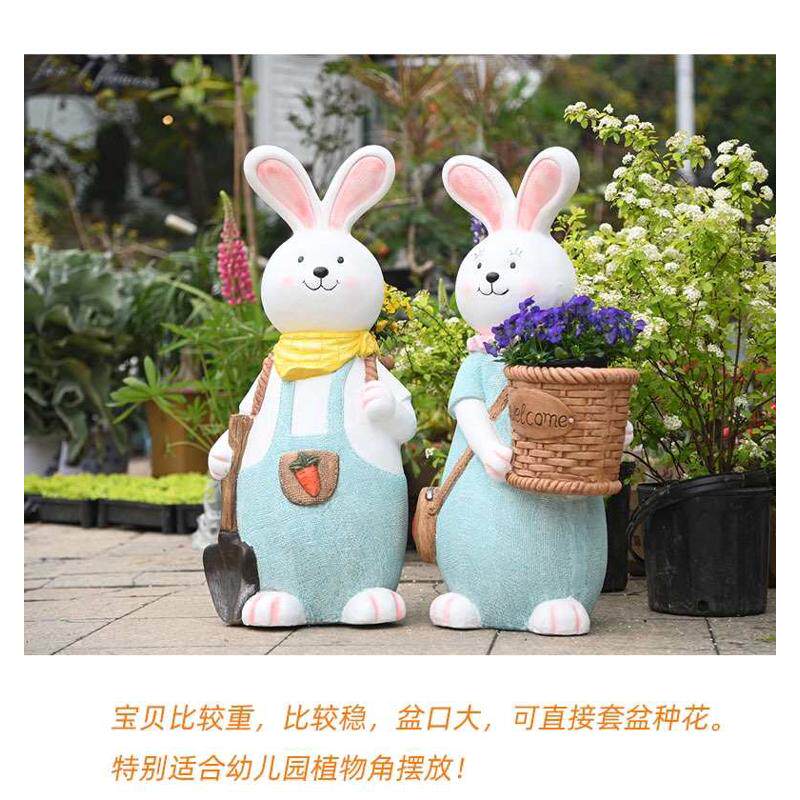 佳鲤推荐免子多肉花盆绿植盆栽户外花园装饰摆件庭院兔子一家