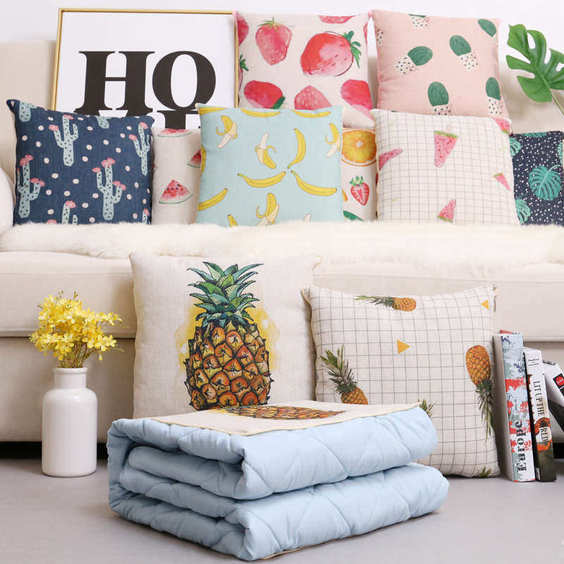 抱枕被子两用水果棉麻办公室靠垫汽车用靠枕头午睡加厚毯子二合一,居家布艺,抱枕被,淘宝优惠券,粉丝福利购,淘宝优惠卷