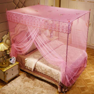 加密加厚防尘顶蚊帐家用单开门1.2/1.5/1.8m2米床支架杆单人落地