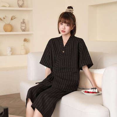 男服女理疗和服情侣服款高档日式桑拿码开衫大蒸服按摩浴服汗棉麻