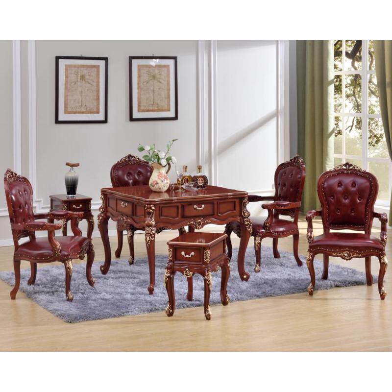 高档别墅实木餐桌两用家用带椅子欧式麻将机全自动四口麻将桌会