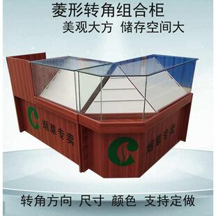 超市木质烟酒展示柜背柜玻璃转角烟柜带收银台一体组合小型多功能
