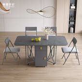2024新款 轻奢微晶石多功能折叠餐桌组合家用小户型餐桌简约长桌