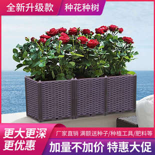 特大加深长方形组合阳台种菜 65cm阳台蔬菜种植箱家庭菜园花盆