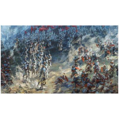 【安州牧】南北朝陈庆之无装饰画油画布印刷长方形油画复古北伐框