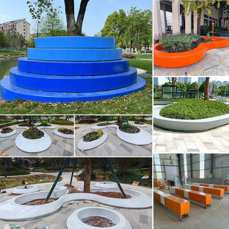 玻璃钢休闲椅公园树池户外异形坐凳酒店座椅花池休息长凳摆件雕塑