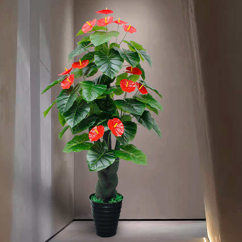 新疆包邮仿真鸿运当头假花客厅花落地植室内摆件塑料假仿真植物盆