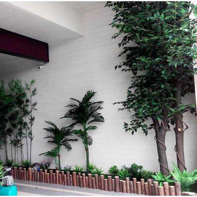 圆木条带皮杉木实木原木木桩 围栏护栏篱笆装饰木柱树墩庭院栅栏