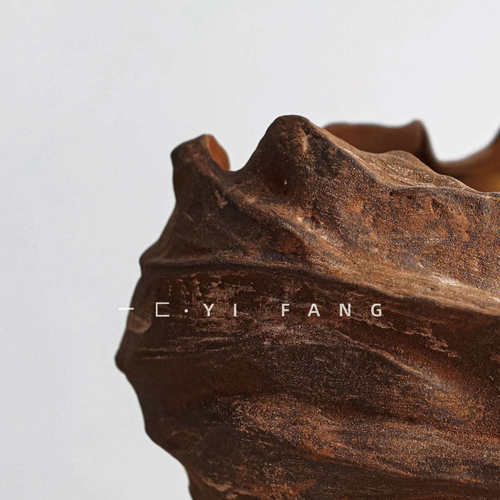 一匚新中式轻奢咖色陶瓷花器样板间售楼处客厅卧室复古花瓶摆件