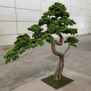 大型仿真迎客松新中式装饰楼梯下摆件室内景观假树商场造景绿植树