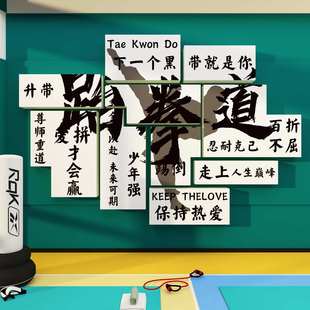 跆拳道馆文化背景墙面装饰画武术拳击健身房培训机构布置社团海报
