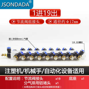 螺纹分流器拧2孔铝合金3对气分快分流排组分节流阀25x40气排分
