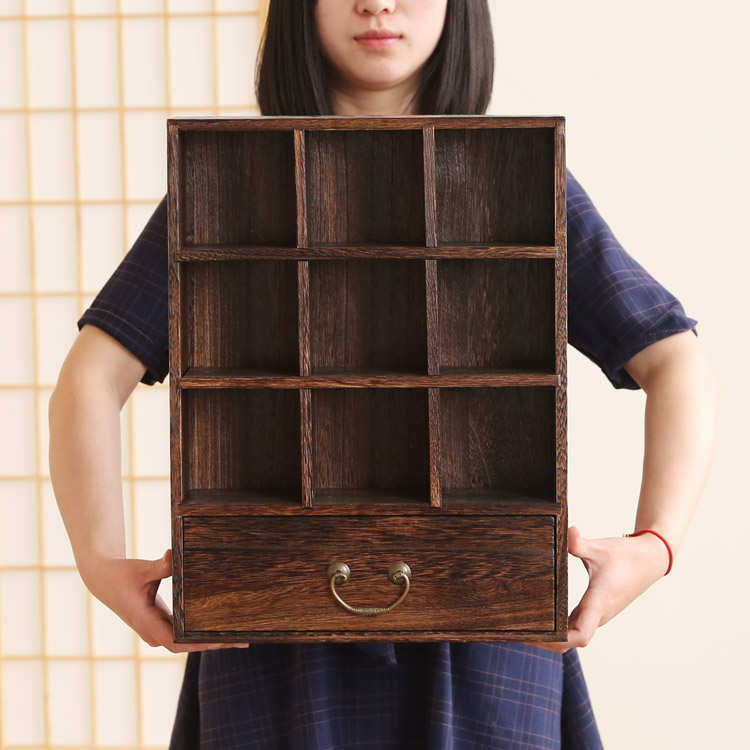 艳库/烧桐木博古架多宝阁柜子实木桌面茶具收纳柜古玩摆件展示架