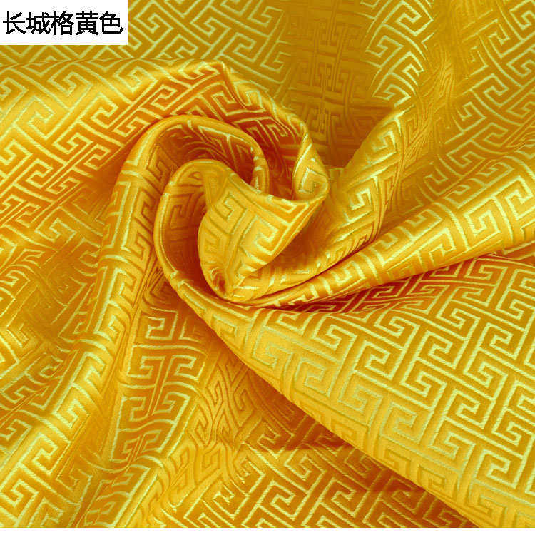 藏式布料佛堂装饰 黄绸布佛布桌围布佛台背景布料 织锦缎提花贡缎