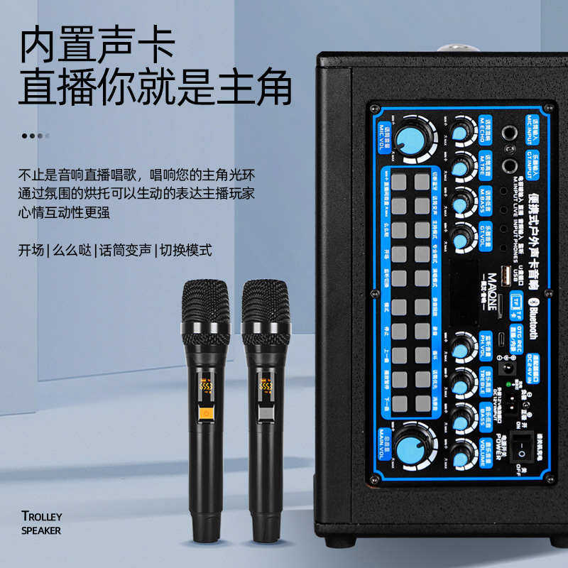 曼龙户外音响 无线话筒小型大功率便携式多功能户外k歌广场舞音响