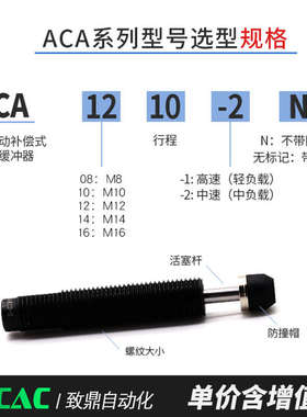 气动液压油压缓冲器ACA0806/1007/1210/1412/1416-1/2N机械手配件