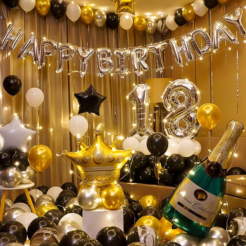 18岁生日装饰场景布置成人礼气球快乐派对女孩男孩氛围高级感背