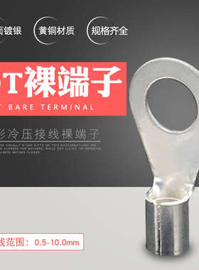 黄铜OT1.5/2.5/4/6/10/16-3/4/5/6圆形铜鼻子线耳冷压裸接线端子8