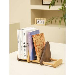 家居木质实木台面书立架创意书本桌面创意书架摆件桌上迷你收纳架