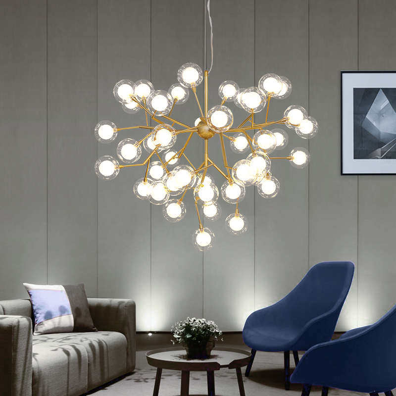 现代风格家用客厅灯具创意温馨吊灯网餐厅红个性卧室小北欧玻璃球