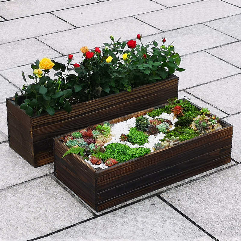 防腐木花盆创意户外多肉花池阳台庭院种菜花槽长方形碳化实木花箱,鲜花速递/花卉仿真/绿植园艺,花盆,淘宝优惠券,粉丝福利购,淘宝优惠卷