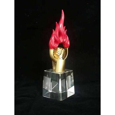 红色火炬创意火焰奖杯办公室客厅电视柜新房装饰招财幸运桌面摆件