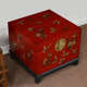新中式 彩绘箱几仿古实木客厅沙发边几方箱官箱彩绘描金嫁妆樟木箱