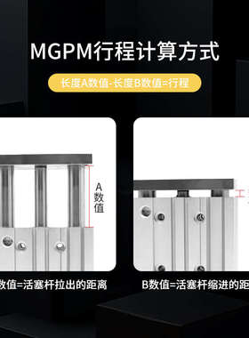 气动带导杆三杆三轴气缸TCM/MGPM40-10/20/30/40/50/75/100/125Z