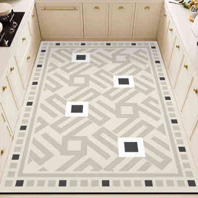 2024新款小清新厨房专用地垫满铺防滑防油可擦免洗防水防污可裁剪