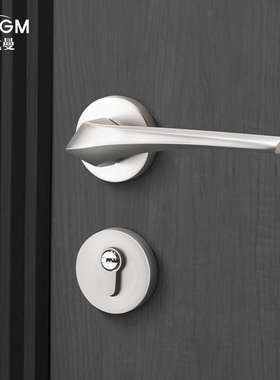 「哑镍拉丝门锁」室内卧室房间木门锁静音磁吸分体现代家用门把手