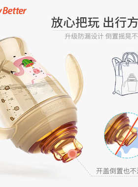 【护齿功能】宝升儿童水杯宝宝带手柄婴儿学饮防漏呛鸭嘴杯两用