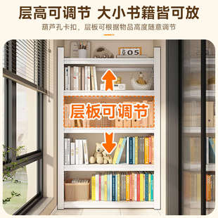 简易书架落地置物架一体靠墙家用多层铁艺书柜子客厅儿童桌面钢