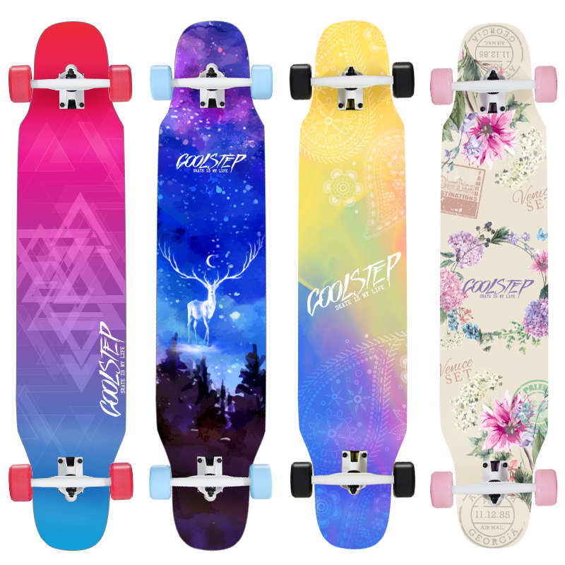 长板专业板女生初学者滑板成人儿童男公路刷街舞板青少年四轮滑