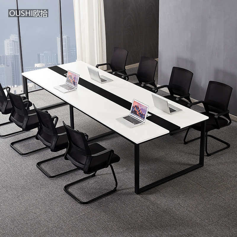 会议桌长条形简约现代小型钢木会客洽谈桌职员培训桌电脑桌椅包