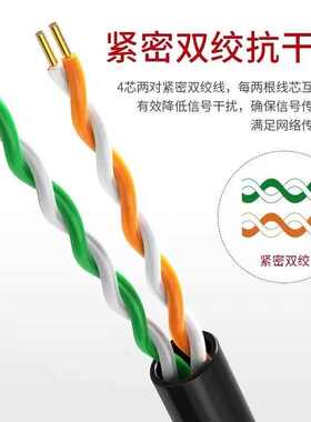 室外防水电话线4芯05无氧铜网线四芯双绞监控线100m200m300m500米