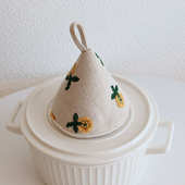 日式 可爱三角防烫锅盖帽刺绣厨房锅把手砂锅珐琅锅耳套隔热手套垫